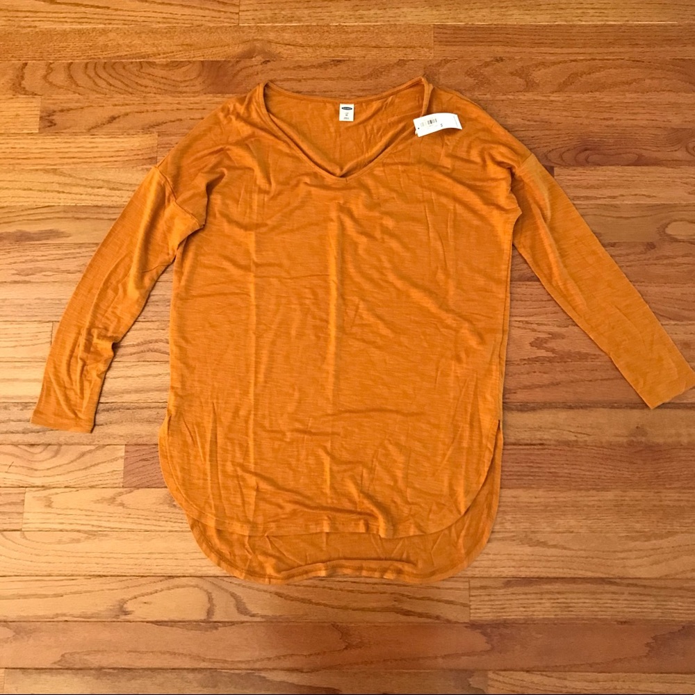 Mustard Color Old Navy High-Low Long Sleeve Blouse